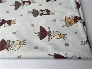 Patchwork stof (prøvetryk) - store søde prinsesser på gråblå bund, 275 cm